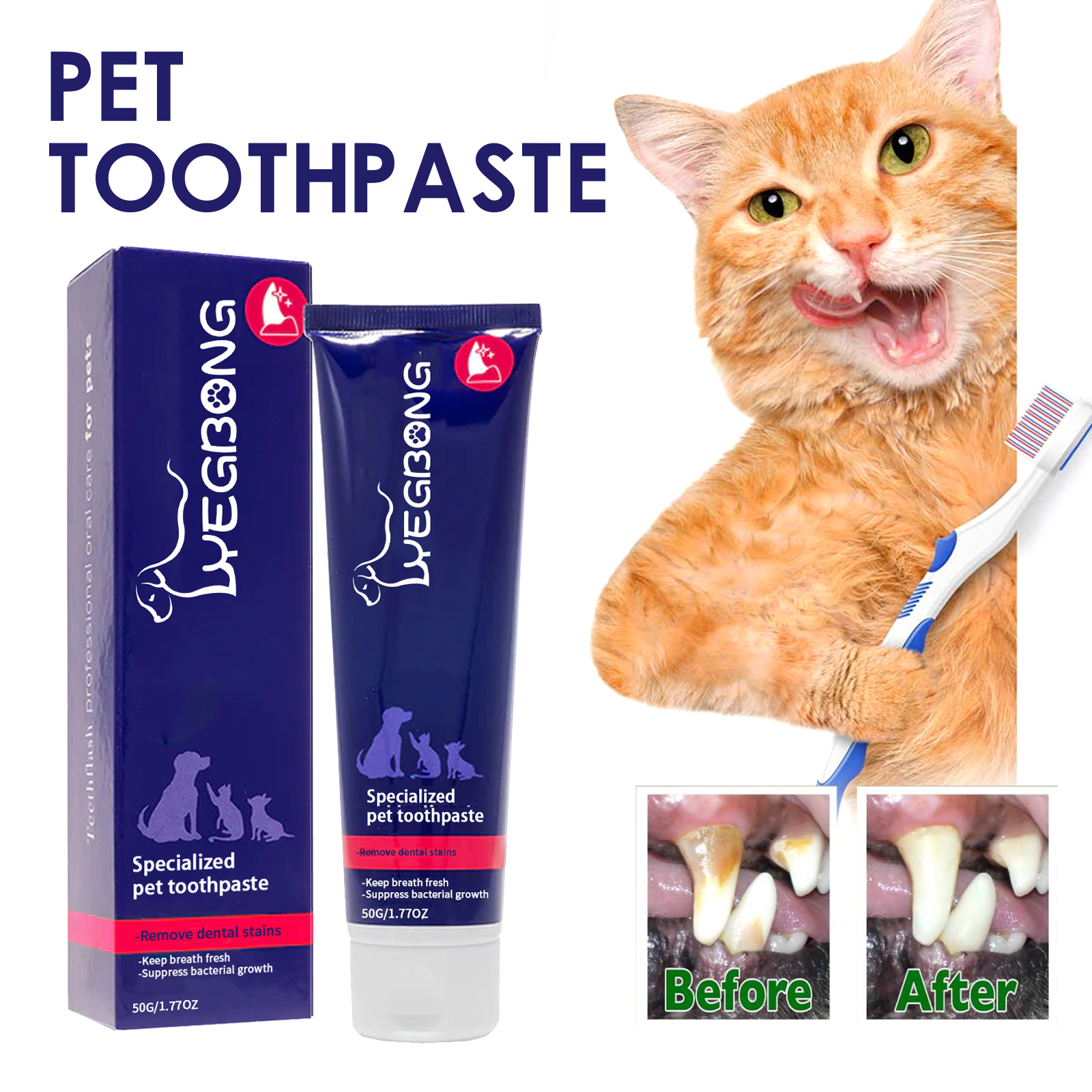 Teeth Whitening Gum - Pet Toothpaste Reduce Tartar Remove Dental