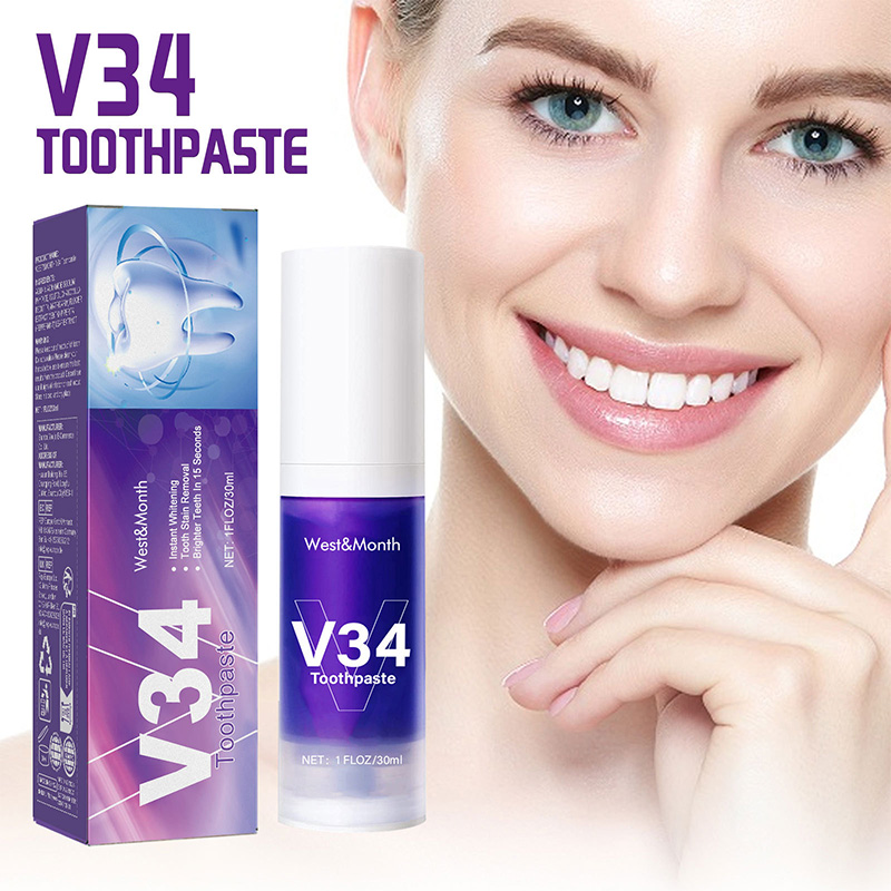 Teeth Whitening Gum - V34 Purple Toothpaste Mousse 30ML Teeth