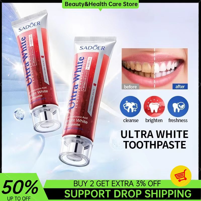 Teeth Whitening Foam Toothpaste - 100g Sakura Red Pomegranate Toothpaste, Deeply