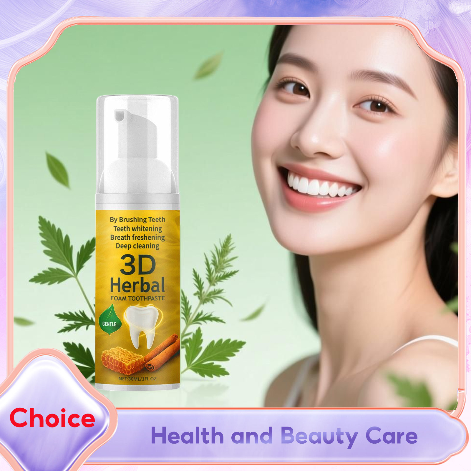Teeth Whitening Foam Toothpaste - Herbal Toothpaste Organic Fluoride Free Teeth