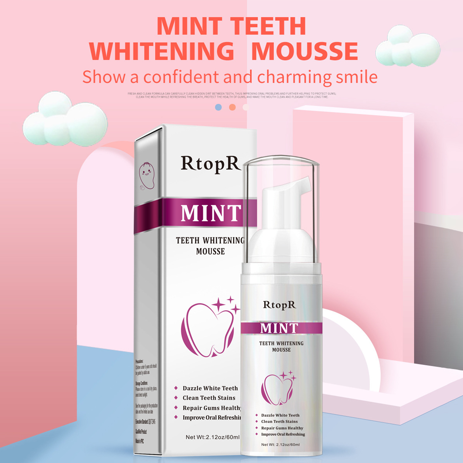 Teeth Whitening Mousse Mint Fo - Teeth Whitening Foam Toothpaste ulasan dan harga