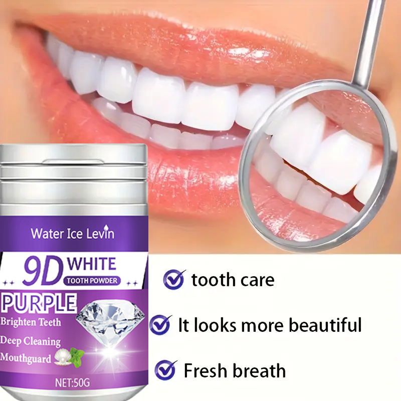 9D White Purple Toothpowder. B - Teeth Whitening Essence ulasan dan harga