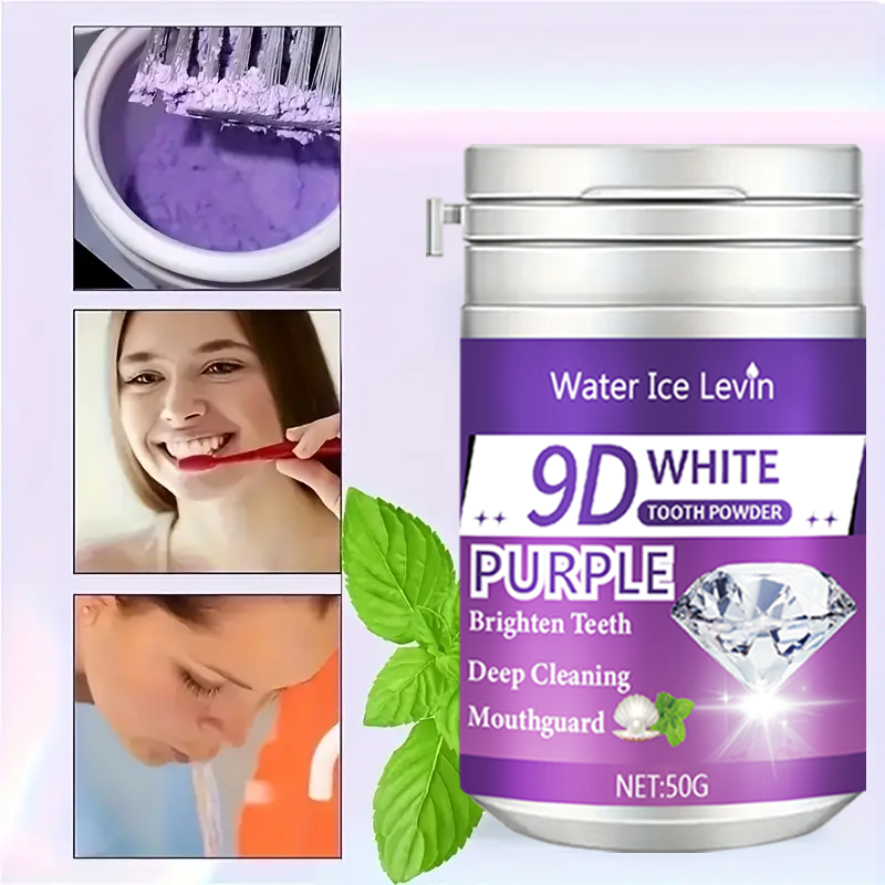 9D White Purple Toothpowder. B - Teeth Whitening Essence ulasan dan harga