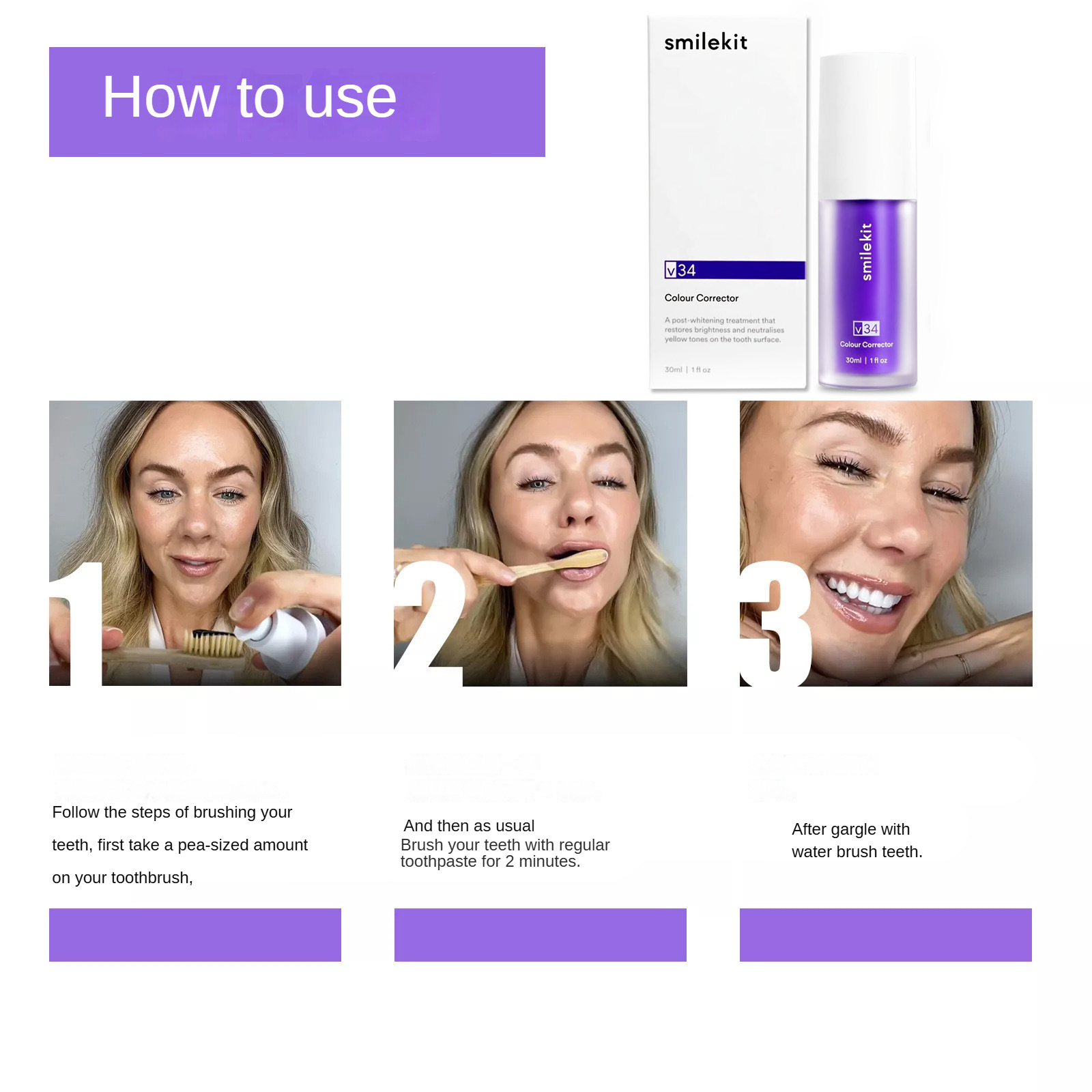 V34 Purple Brighten Whitening  - Teeth Whitening Foam Toothpaste ulasan dan harga