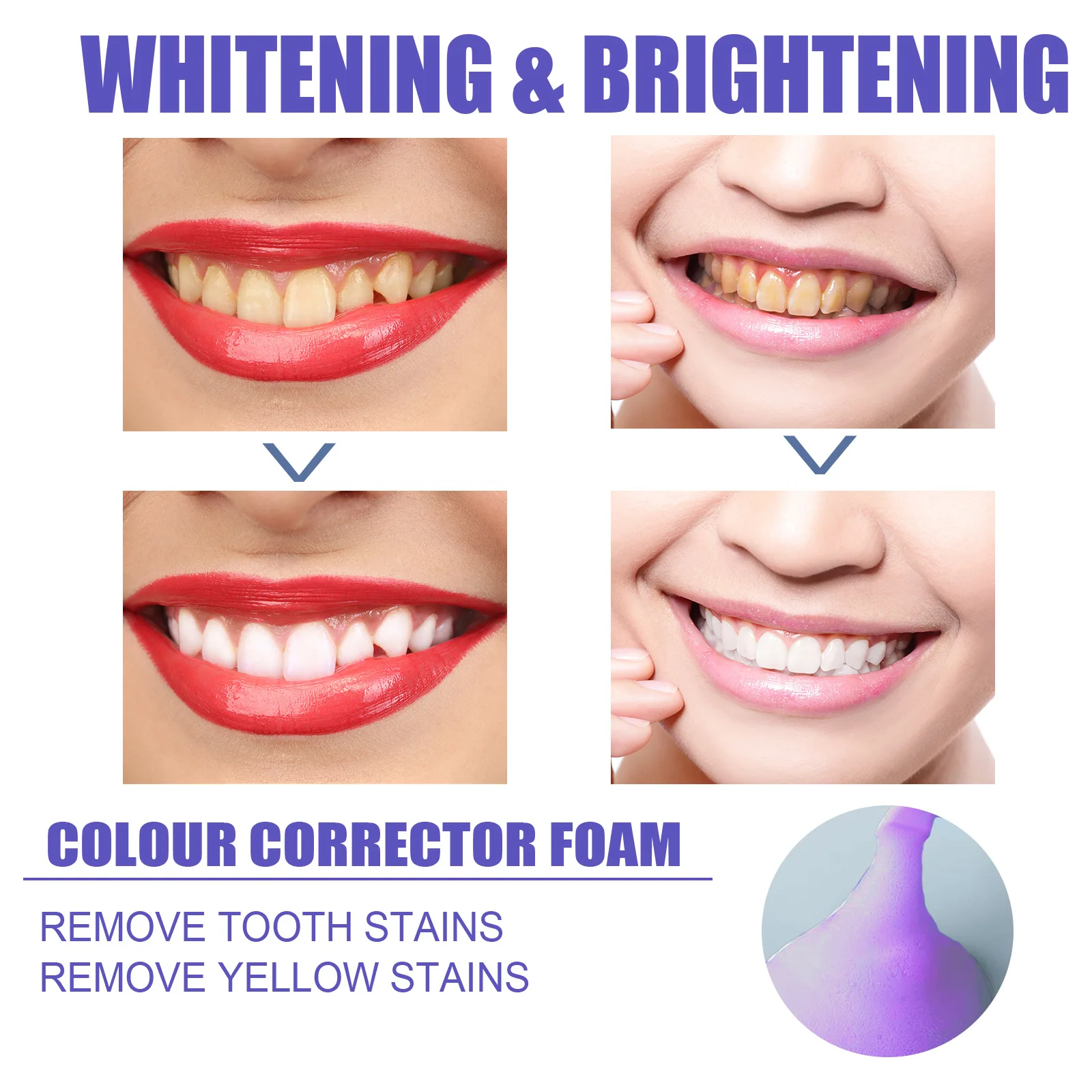 1/3/5pcs V34 Purple Foam White - Teeth Whitening Xylitol ulasan dan harga