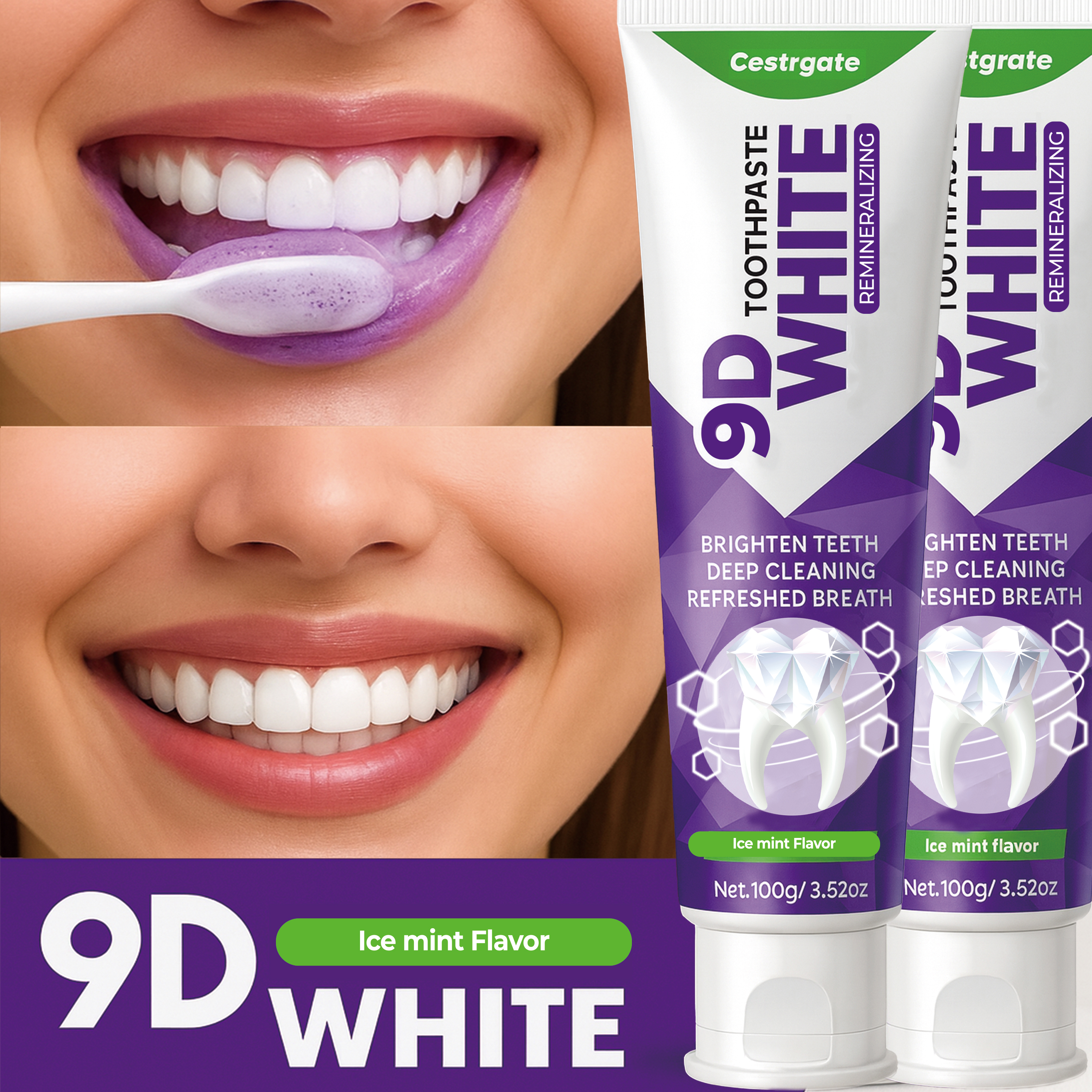 9D White 10% Hydroxyapatite To - Teeth Whitening Foam Toothpaste ulasan dan harga