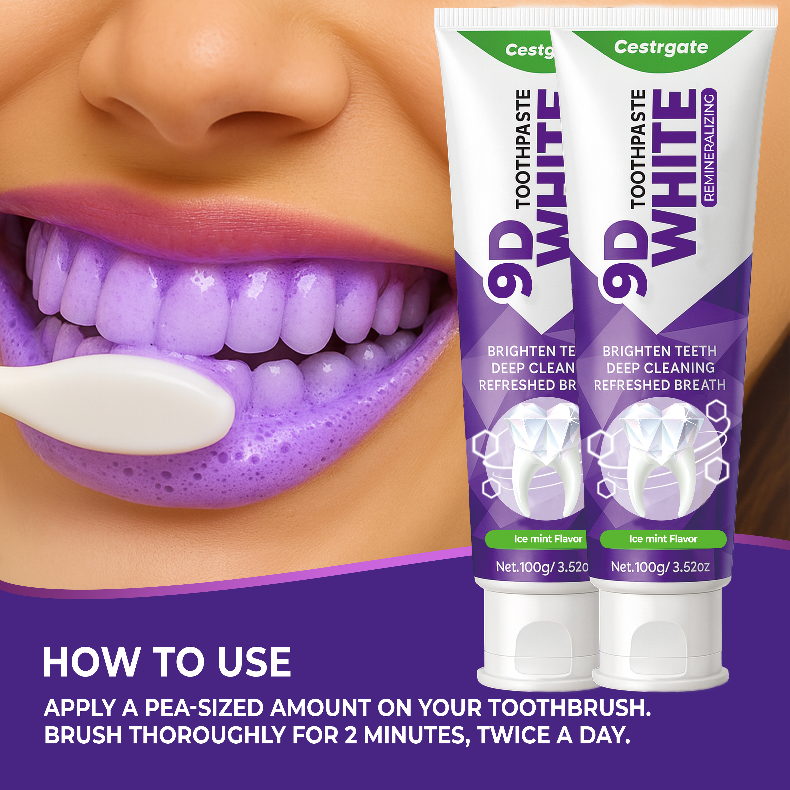 9D White 10% Hydroxyapatite To - Teeth Whitening Foam Toothpaste ulasan dan harga