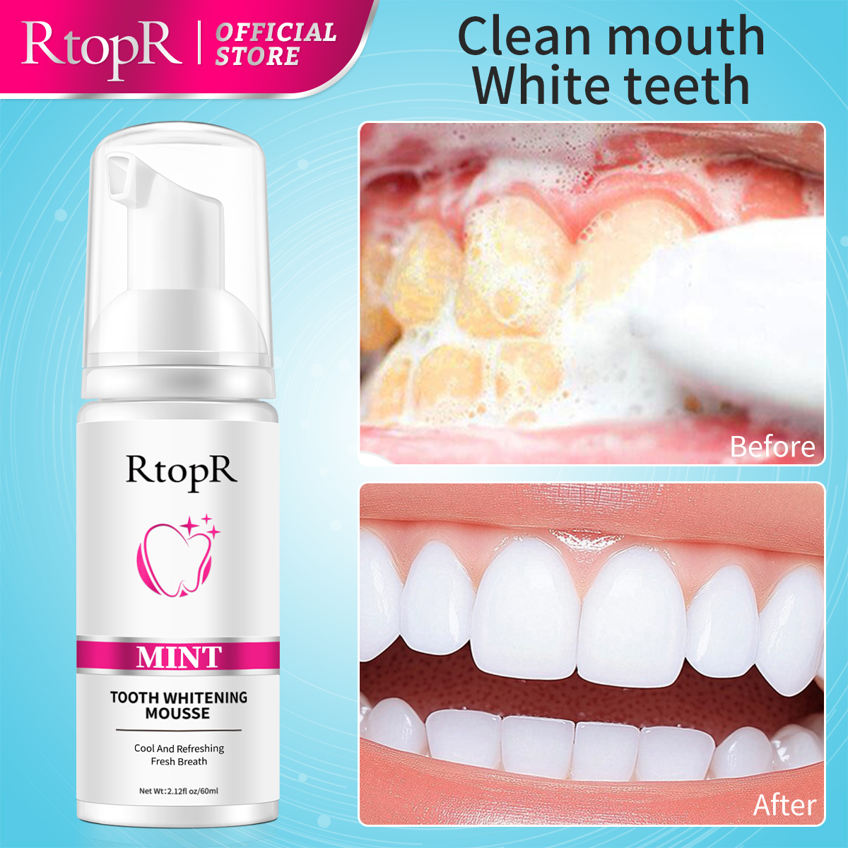 RtopR Mint Whitening Teeth Mou - Teeth Whitening Xylitol ulasan dan harga