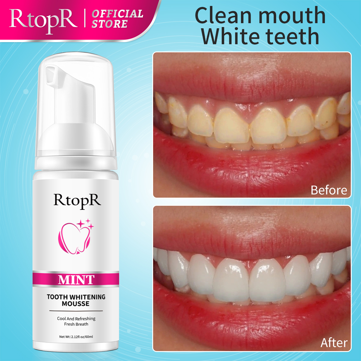 RtopR Mint Whitening Teeth Mou - Teeth Whitening Xylitol ulasan dan harga