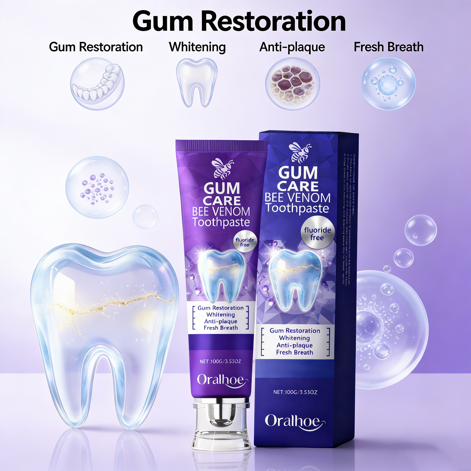 Bee Venom Purple Teeth Whiteni - Teeth Whitening Gum ulasan dan harga