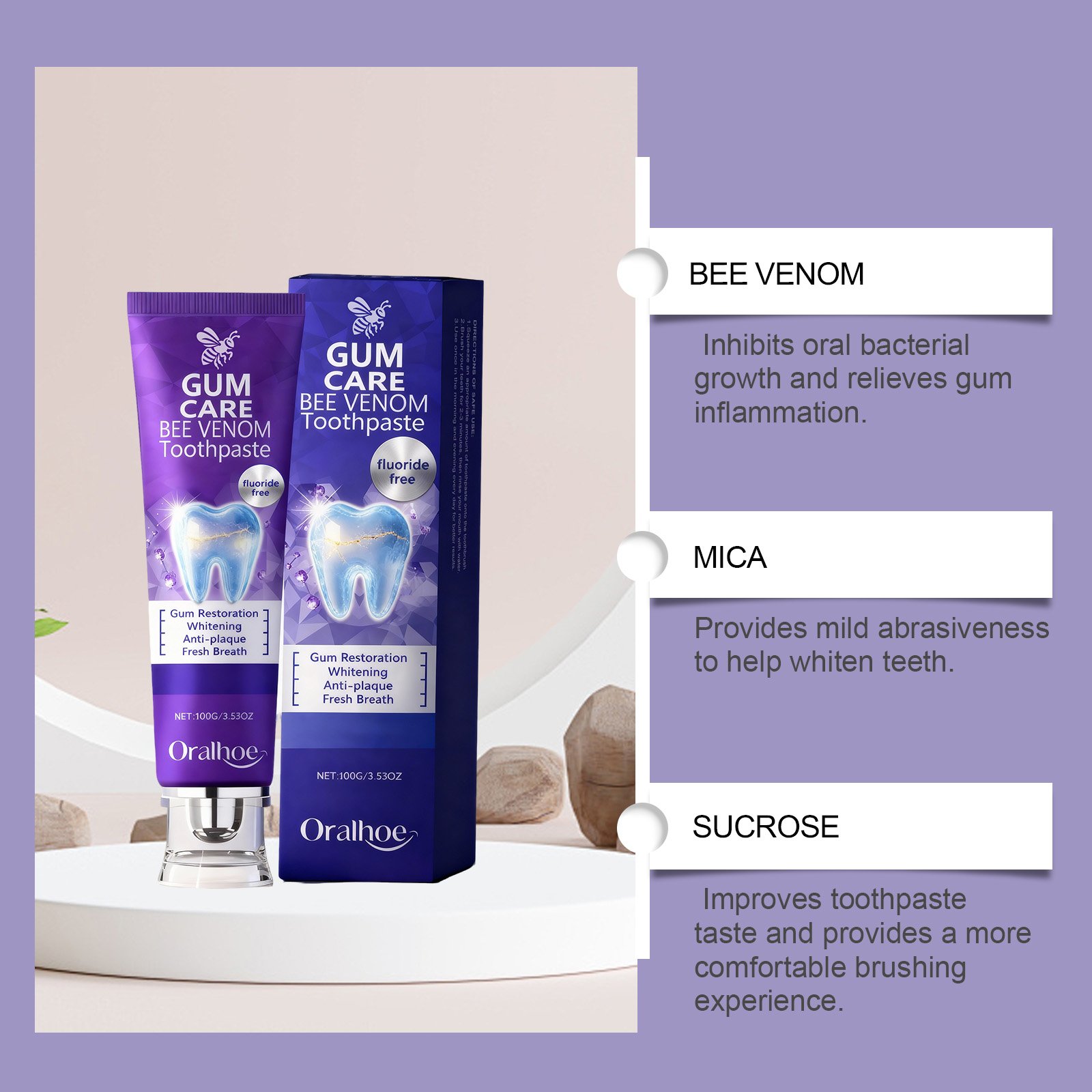Bee Venom Purple Teeth Whiteni - Teeth Whitening Gum ulasan dan harga