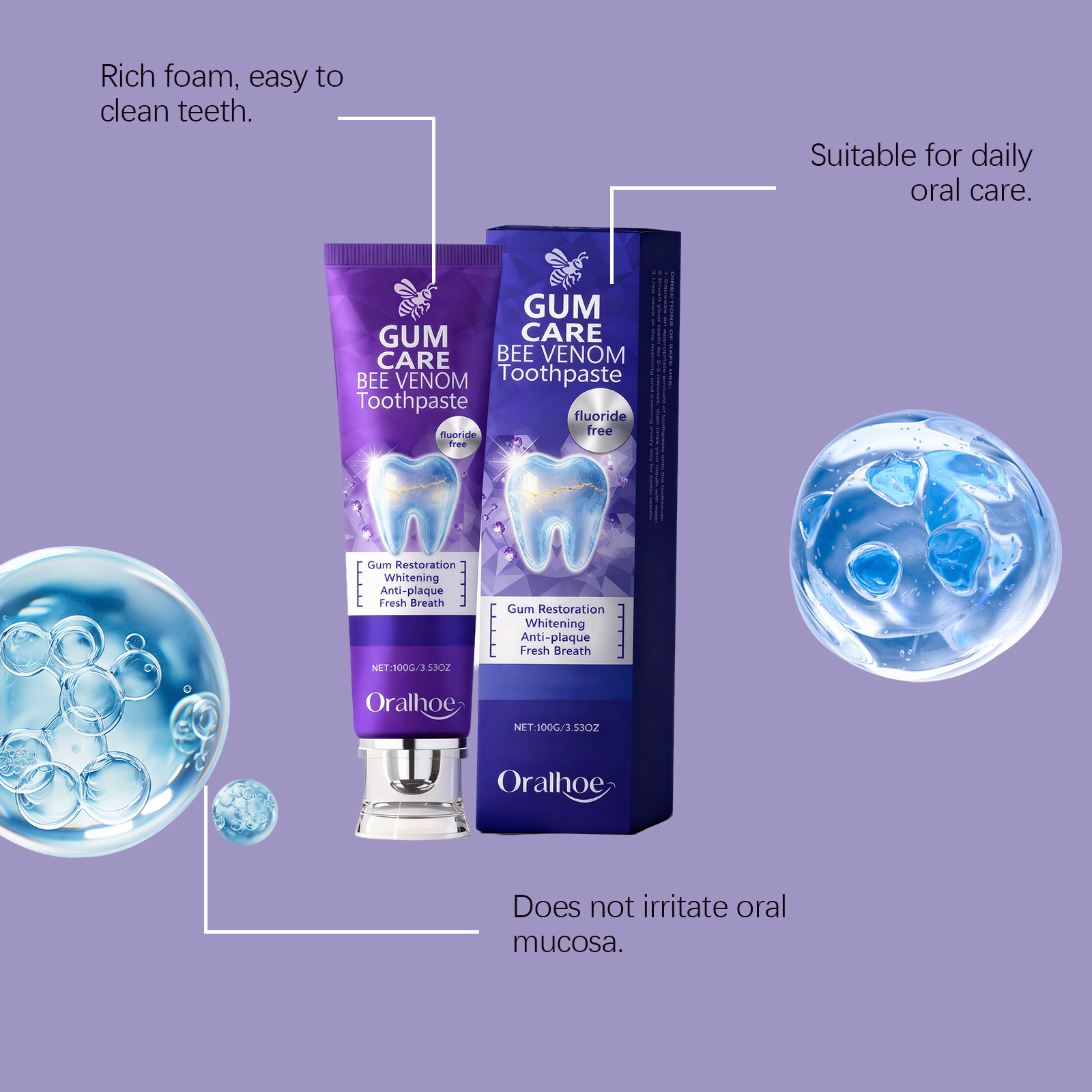 Bee Venom Purple Teeth Whiteni - Teeth Whitening Gum ulasan dan harga