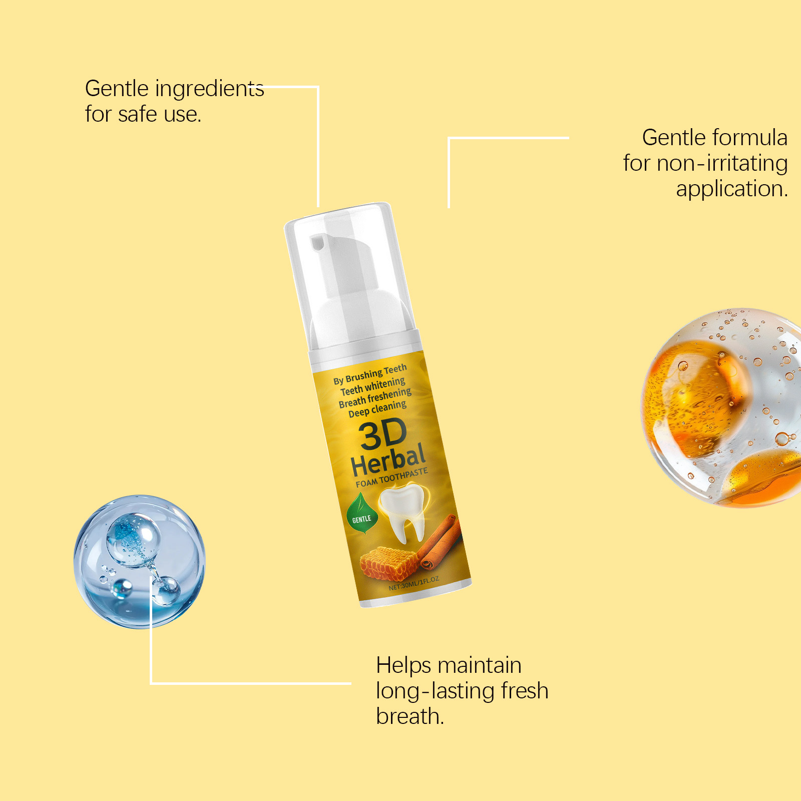 Herbal Toothpaste Organic Fluo - Teeth Whitening Foam Toothpaste ulasan dan harga